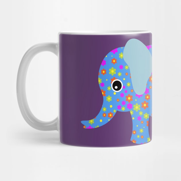 Cute Baby Elephant Flower Floral Art Design by PatrioTEEism